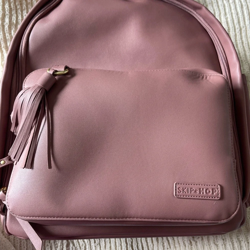 Skip Hop Pink Leather Diaper Backpack
